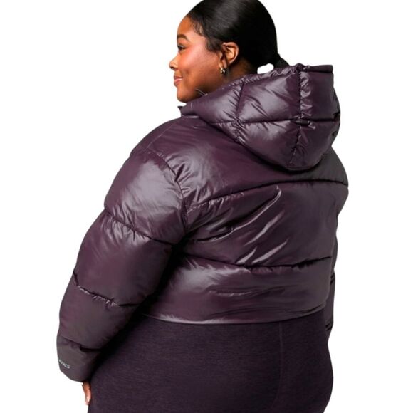 FABLETICS PLUS SIZE DEEP PLUM Essential Cropped Hooded Puffer Jacket  3X - Picture 15 of 16